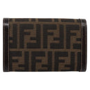 FENDI Zucca Canvas Bifold Wallet Black Brown Auth 196628V-3