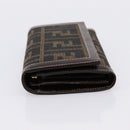 FENDI Zucca Canvas Bifold Wallet Black Brown Auth 196628V-4