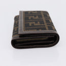FENDI Zucca Canvas Bifold Wallet Black Brown Auth 196628V-5