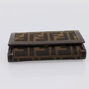 FENDI Zucca Canvas Bifold Wallet Black Brown Auth 196628V-7