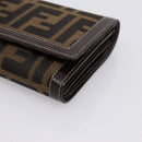 FENDI Zucca Canvas Bifold Wallet Black Brown Auth 196628V-8