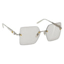 GUCCI Glasses Metal White Silver GG0644S Auth 196630M-1