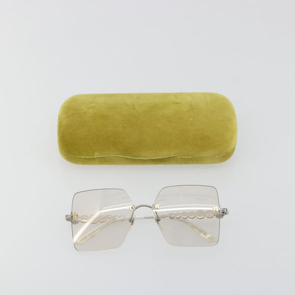 GUCCI Glasses Metal White Silver GG0644S Auth 196630M