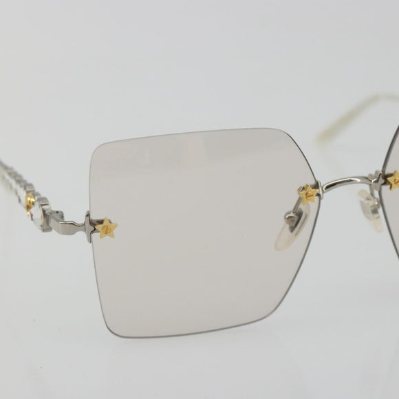 GUCCI Glasses Metal White Silver GG0644S Auth 196630M