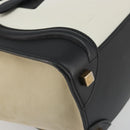 CELINE Luggage Micro Shopper Hand Bag Leather White Gold Auth 196632V-14