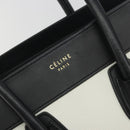 CELINE Luggage Micro Shopper Hand Bag Leather White Gold Auth 196632V-17