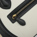 CELINE Luggage Micro Shopper Hand Bag Leather White Gold Auth 196632V-18