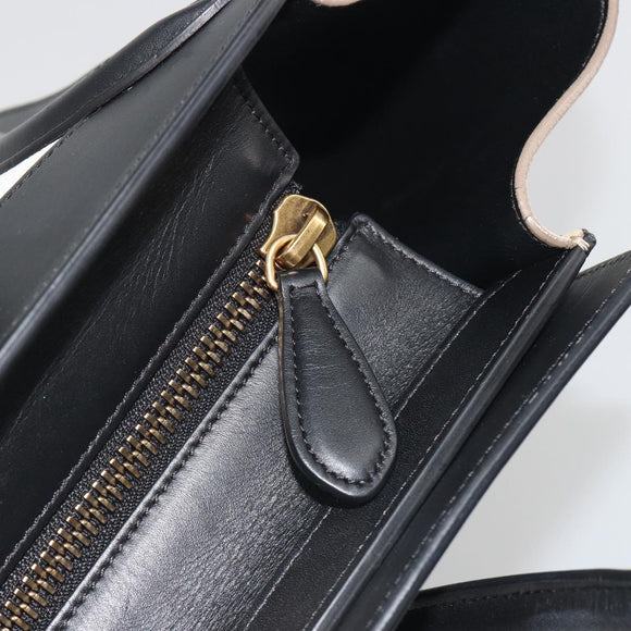 CELINE Luggage Micro Shopper Hand Bag Leather White Gold Auth 196632V