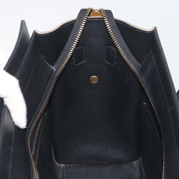 CELINE Luggage Micro Shopper Hand Bag Leather White Gold Auth 196632V