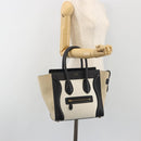 CELINE Luggage Micro Shopper Hand Bag Leather White Gold Auth 196632V-24