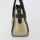CELINE Luggage Micro Shopper Hand Bag Leather White Gold Auth 196632V-3