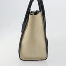 CELINE Luggage Micro Shopper Hand Bag Leather White Gold Auth 196632V-4
