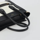 CELINE Luggage Micro Shopper Hand Bag Leather White Gold Auth 196632V-7