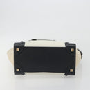CELINE Luggage Micro Shopper Hand Bag Leather White Gold Auth 196632V-5