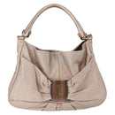 Salvatore Ferragamo Vala Hand Bag Leather 2way Champagne Gold Auth 196633A-2