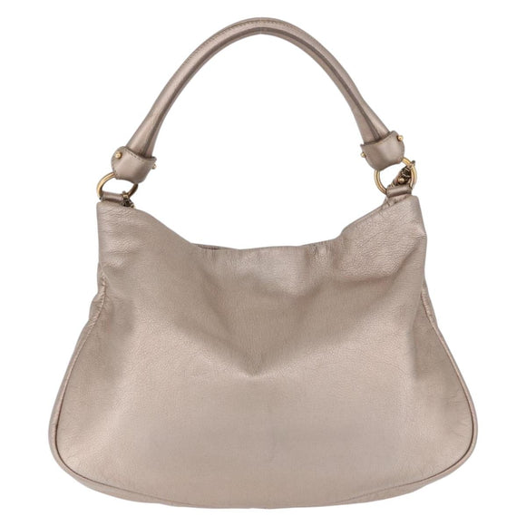 Salvatore Ferragamo Vala Hand Bag Leather 2way Champagne Gold Auth 196633A