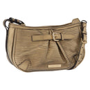 BURBERRY Shoulder Bag Leather Gold Auth 196634-1