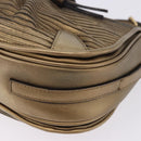 BURBERRY Shoulder Bag Leather Gold Auth 196634-11
