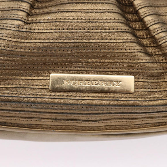 BURBERRY Shoulder Bag Leather Gold Auth 196634