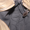 BURBERRY Shoulder Bag Leather Gold Auth 196634-19