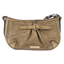 BURBERRY Shoulder Bag Leather Gold Auth 196634-2