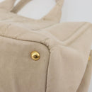 PRADA Canapa MM Hand Bag Canvas Beige Gold Auth 196635A-9