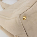 PRADA Canapa MM Hand Bag Canvas Beige Gold Auth 196635A-14