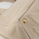 PRADA Canapa MM Hand Bag Canvas Beige Gold Auth 196635A-16