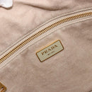 PRADA Canapa MM Hand Bag Canvas Beige Gold Auth 196635A-10