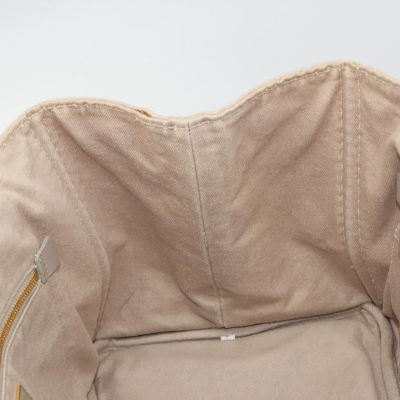 PRADA Canapa MM Hand Bag Canvas Beige Gold Auth 196635A