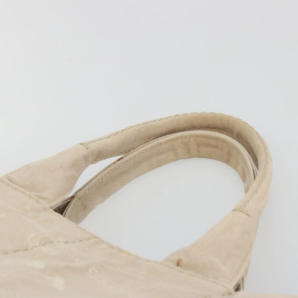 PRADA Canapa MM Hand Bag Canvas Beige Gold Auth 196635A