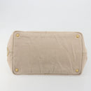 PRADA Canapa MM Hand Bag Canvas Beige Gold Auth 196635A-5