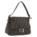 FENDI Zucca Canvas Mamma Baguette Shoulder Bag Brown Black Auth 196636M-1