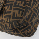 FENDI Zucca Canvas Mamma Baguette Shoulder Bag Brown Black Auth 196636M-16