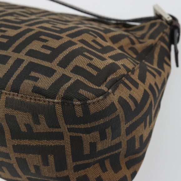FENDI Zucca Canvas Mamma Baguette Shoulder Bag Brown Black Auth 196636M