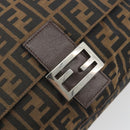 FENDI Zucca Canvas Mamma Baguette Shoulder Bag Brown Black Auth 196636M-19