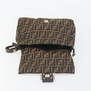 FENDI Zucca Canvas Mamma Baguette Shoulder Bag Brown Black Auth 196636M-20