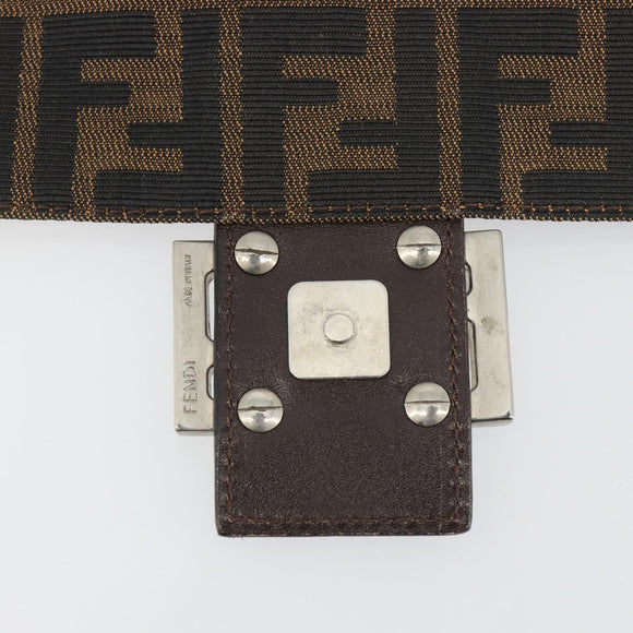 FENDI Zucca Canvas Mamma Baguette Shoulder Bag Brown Black Auth 196636M