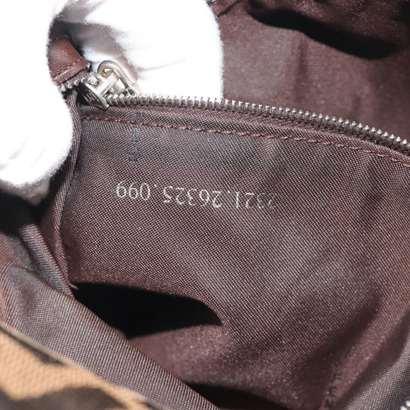 FENDI Zucca Canvas Mamma Baguette Shoulder Bag Brown Black Auth 196636M