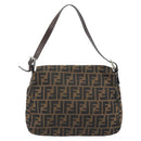 FENDI Zucca Canvas Mamma Baguette Shoulder Bag Brown Black Auth 196636M-2