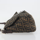 FENDI Zucca Canvas Mamma Baguette Shoulder Bag Brown Black Auth 196636M-4