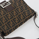 FENDI Zucca Canvas Mamma Baguette Shoulder Bag Brown Black Auth 196636M-6