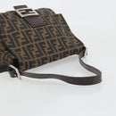 FENDI Zucca Canvas Mamma Baguette Shoulder Bag Brown Black Auth 196636M-7