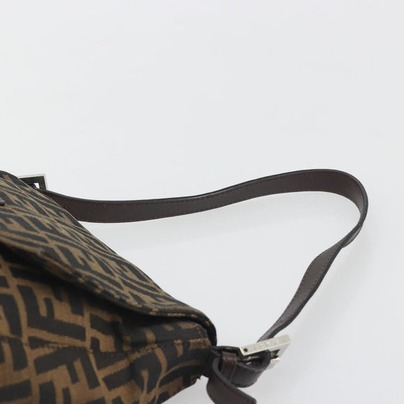FENDI Zucca Canvas Mamma Baguette Shoulder Bag Brown Black Auth 196636M