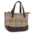 BURBERRY Nova Check Hand Bag Canvas Beige Gold Auth 196637A-1