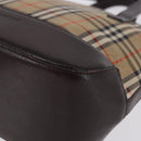 BURBERRY Nova Check Hand Bag Canvas Beige Gold Auth 196637A-14
