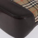 BURBERRY Nova Check Hand Bag Canvas Beige Gold Auth 196637A-16