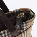 BURBERRY Nova Check Hand Bag Canvas Beige Gold Auth 196637A-10