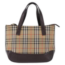 BURBERRY Nova Check Hand Bag Canvas Beige Gold Auth 196637A-13