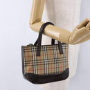 BURBERRY Nova Check Hand Bag Canvas Beige Gold Auth 196637A-21